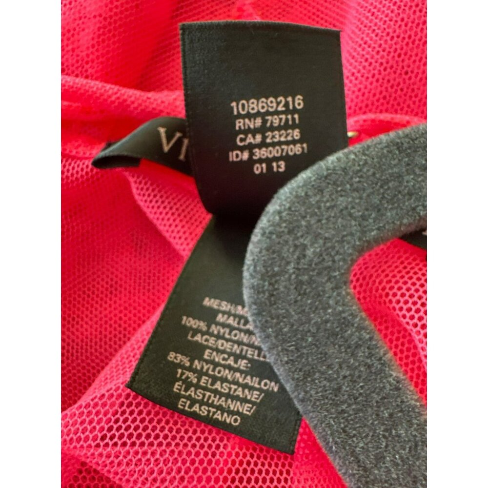 Victoria's Secret Chemise Large Hot Pink Sheer Lace Asymmetrical Lingerie - Picture 4 of 4